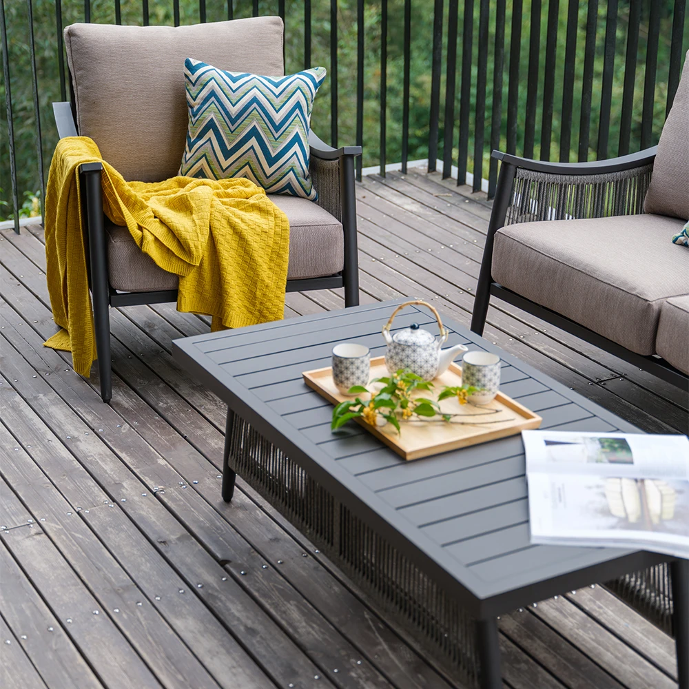 2025 New Product 4 Piece kd Sofa Furniture Luxury Garden Outdoor Woven Rope Rattan Set Sets