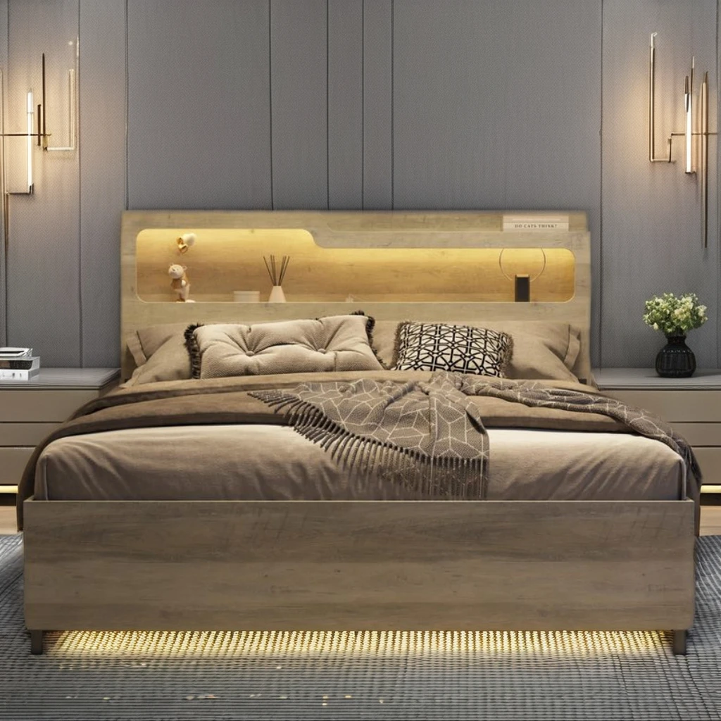 multifunction modern king size platform storage japanese bed frame wooden floor beds bedroom sets for sale