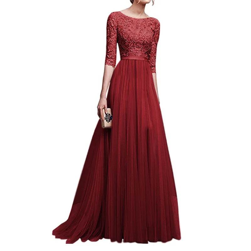 Hot Sale 2021 Women party dresses Chiffon Fabric Off Shoulder Evening Dress High Waist Prom Grown Patchwork