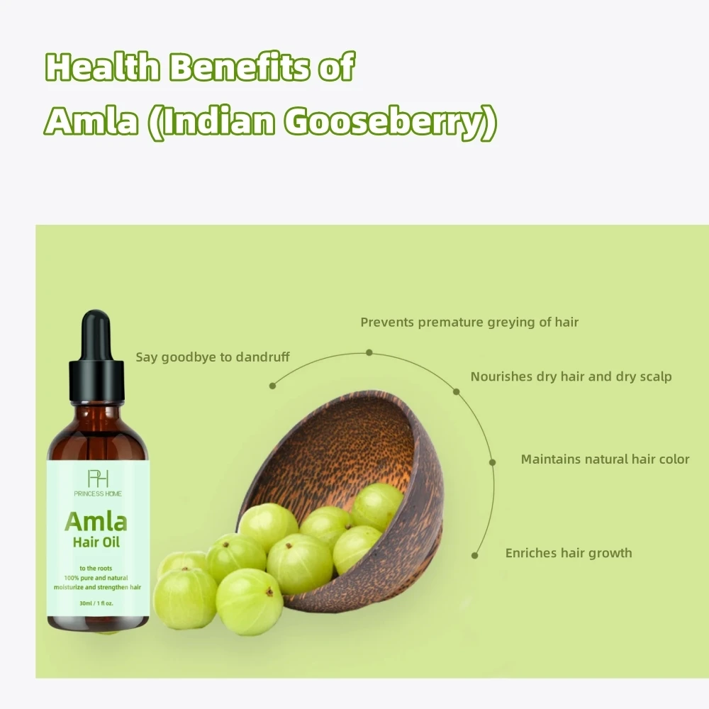 30ml Custom Logo Prevents Hair Breakage Hair Growth Moisturizing Natural and Cold Pressed Organic Amla Hair Essential Oil