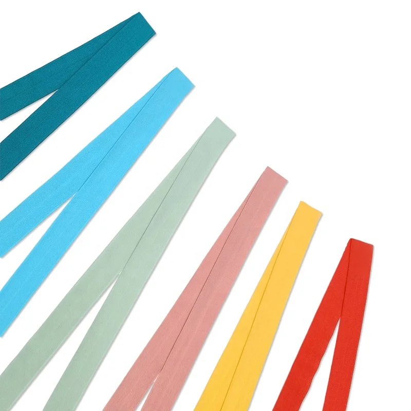 Wholesale manufacturers bra elastic band solid nylon Fold over elastic band ribbon binding bias tape for DIY Hair Band clothes