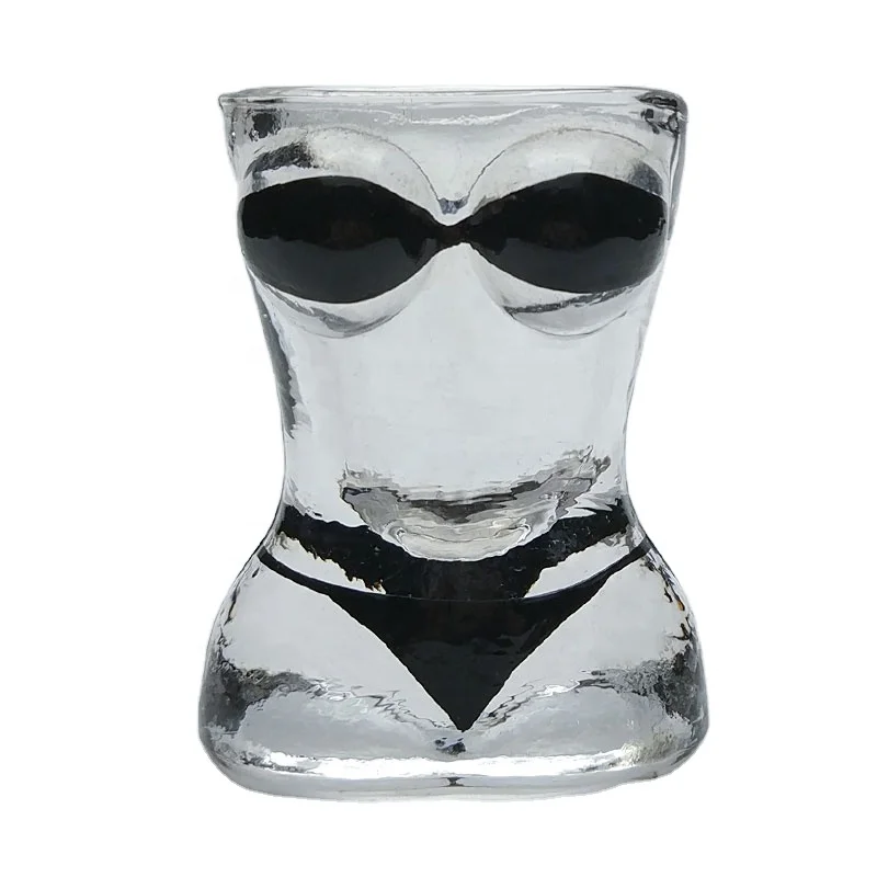 Amazon Hot Selling female male  body shot glass with bikini painting for bar party