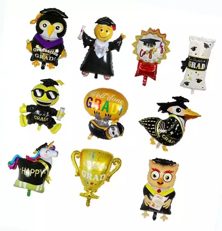Graduation Season Foil Balloon Smiley Face Doctor Trophy Medal Certificate Graduation Celebration Party 1 Bag 1 Color XI YOU LE