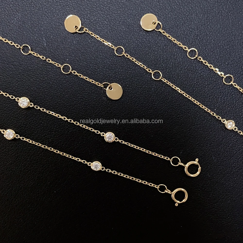 New Luxury Design 14K Au585 Real Gold Yellow CVD HPHT Lab Diamond Bracelets Charm Bracelet for Women Wedding Present Custom