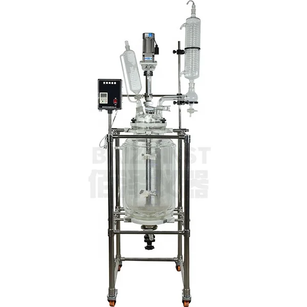 Glass reactor 50l, 100l with circulating heater for decarbonization,Distillation EquipmentReactor Chemical Lab Equipment Jackete