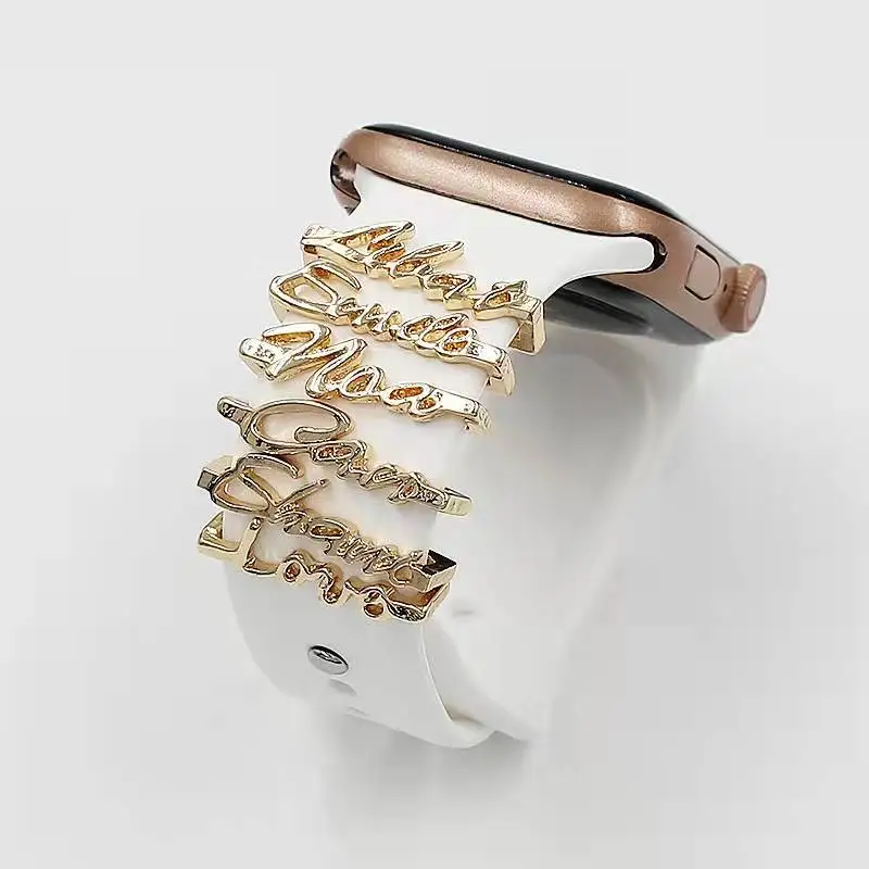 For Apple Watch Band Creativity Ornament for Samsung Galaxy Watch Silicone Strap New Style Diamond Metal Charms Decorative Ring