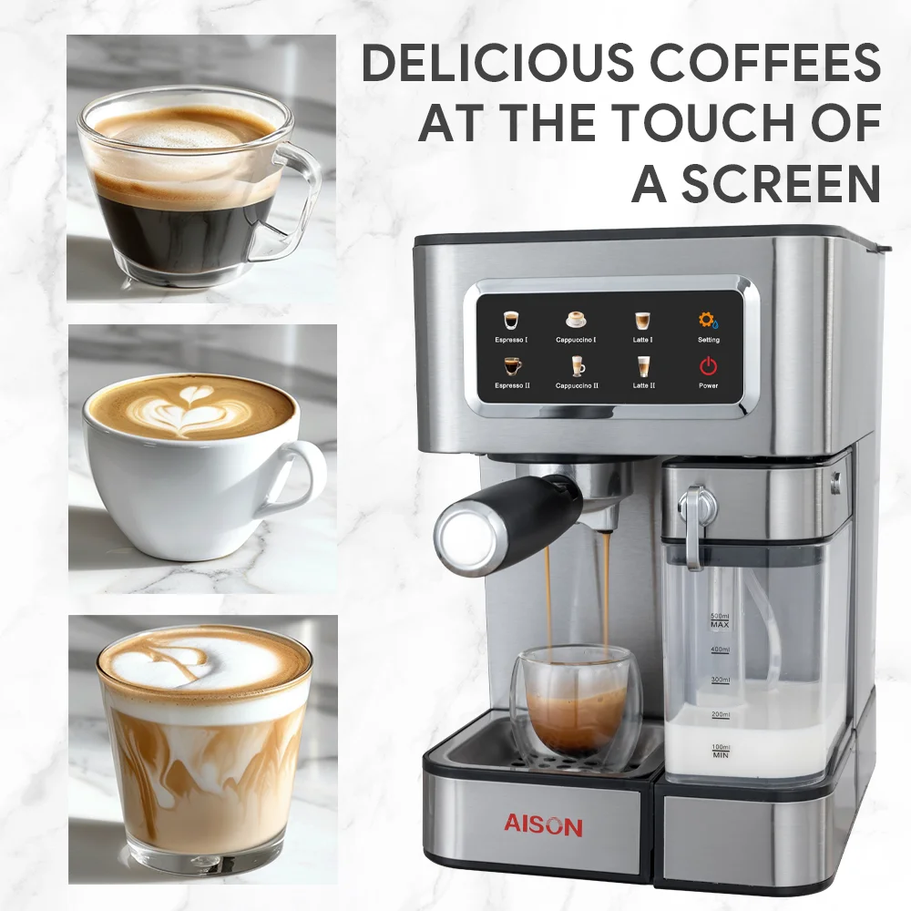 20 Bar High Pressure Pump Semi Automatic Cappuccino Latter Espresso Coffee Machine With 1.8L Milk Tank