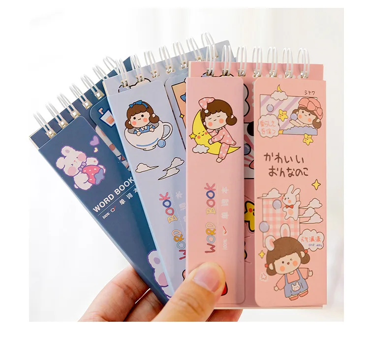80 листов Kawaii милые записная книжка С ПЕРЕПЛЕТОМ с листьев словарные слова книжка карманного английский памяти записная книжка для учебы японские школьные канцелярские принадлежности