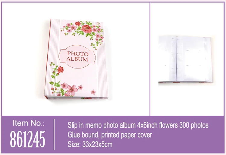 
4*6 inch flowers 300 photos glue bound printed paper cover floral photo album 