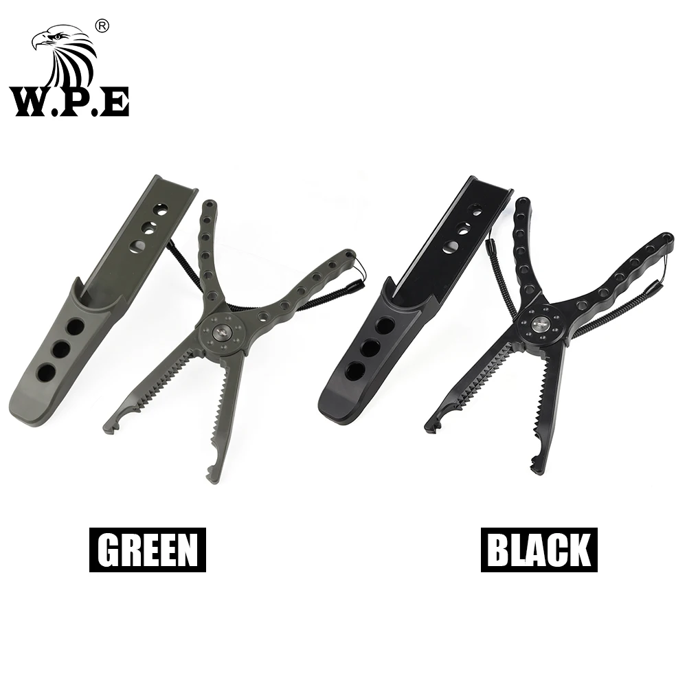 W.P.E New Black and GreenPE material portable multi-function buckle serrated strong fishing tool clip fish pliers