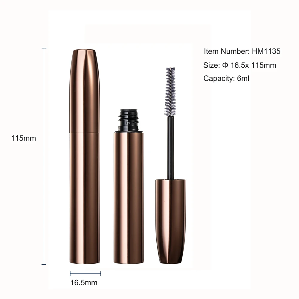 HUIHO Chinese Supply 6ml Brown Exquisite Packaging Aluminum Empty Mascara Container