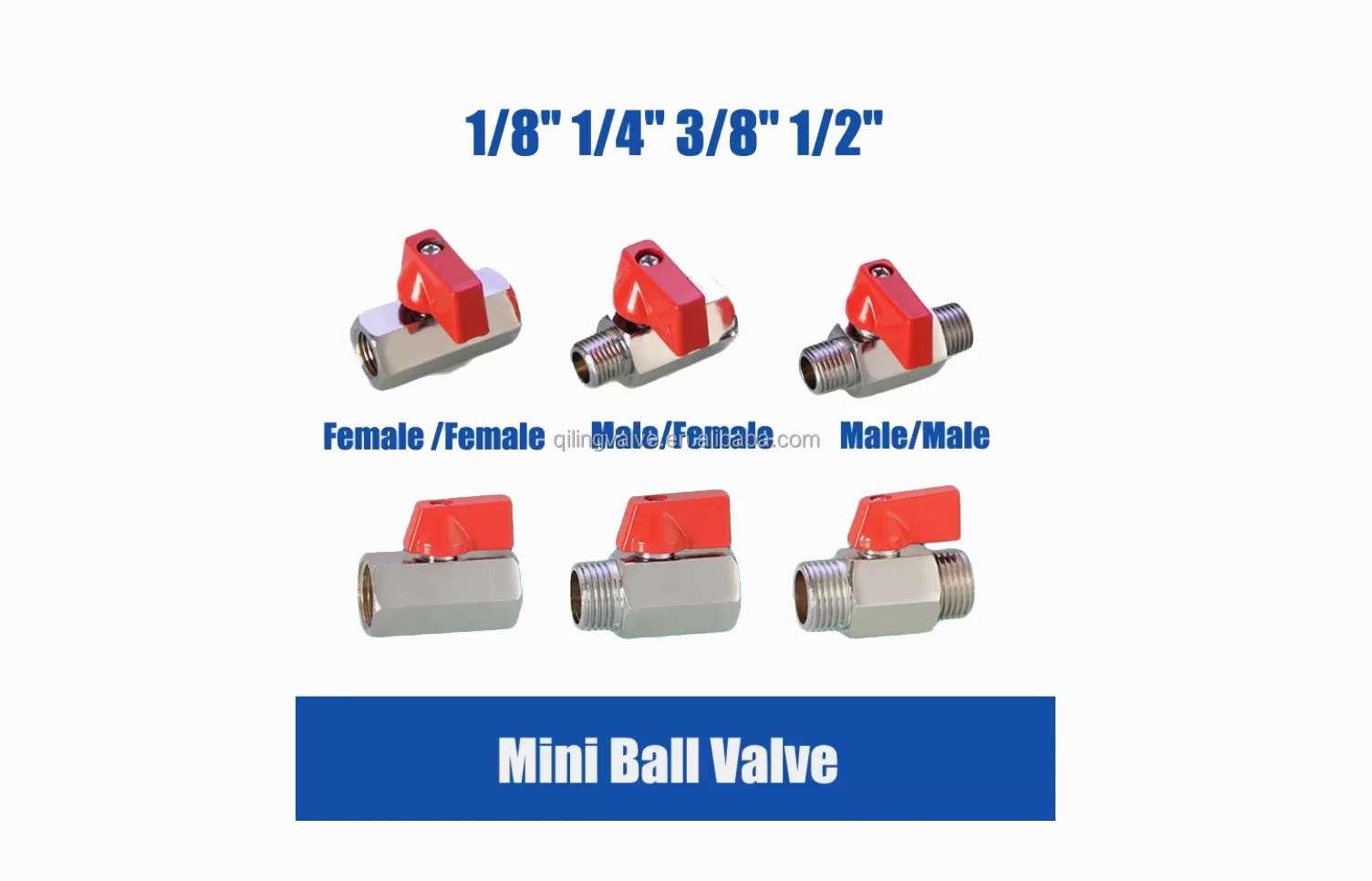 1/4' 3/8' 1/2' Full Bore Water Flow Control NPT Valve Brass Mini Excavator Valve