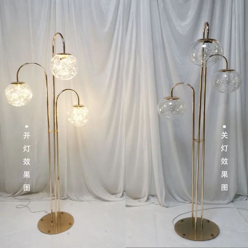 New wedding walkway props three head crystal road leading light stand with string lights runway for party event venue decoration