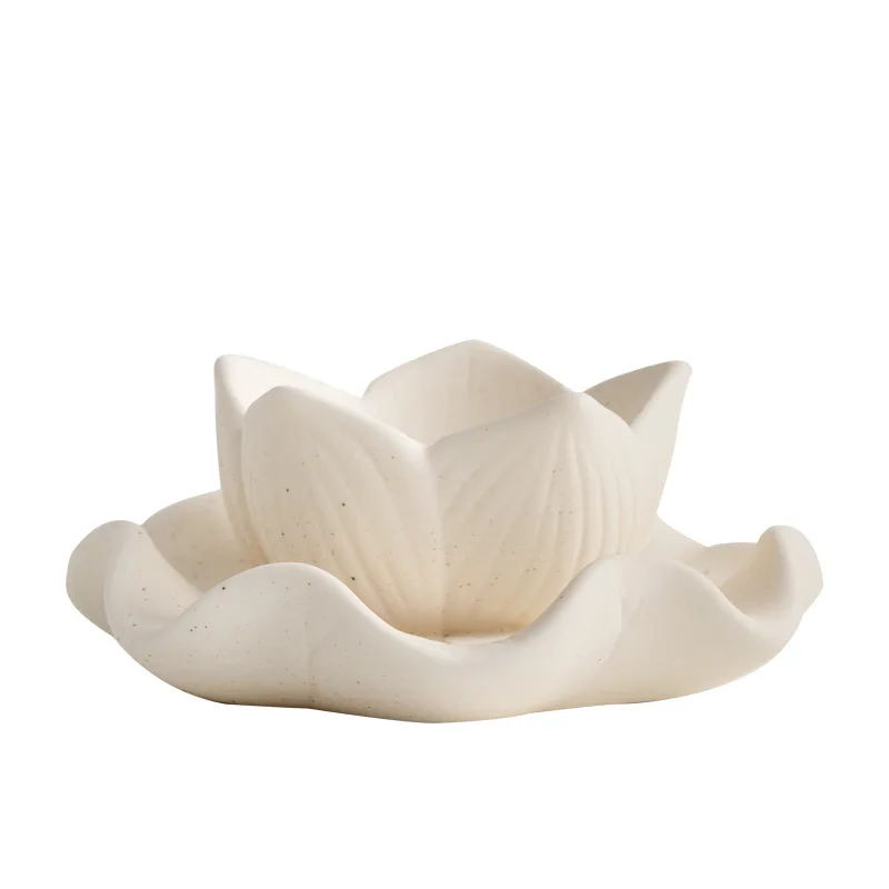 Korean Style Tabletop Decor Flower Shape Ceramic Tea Light Candle Holder