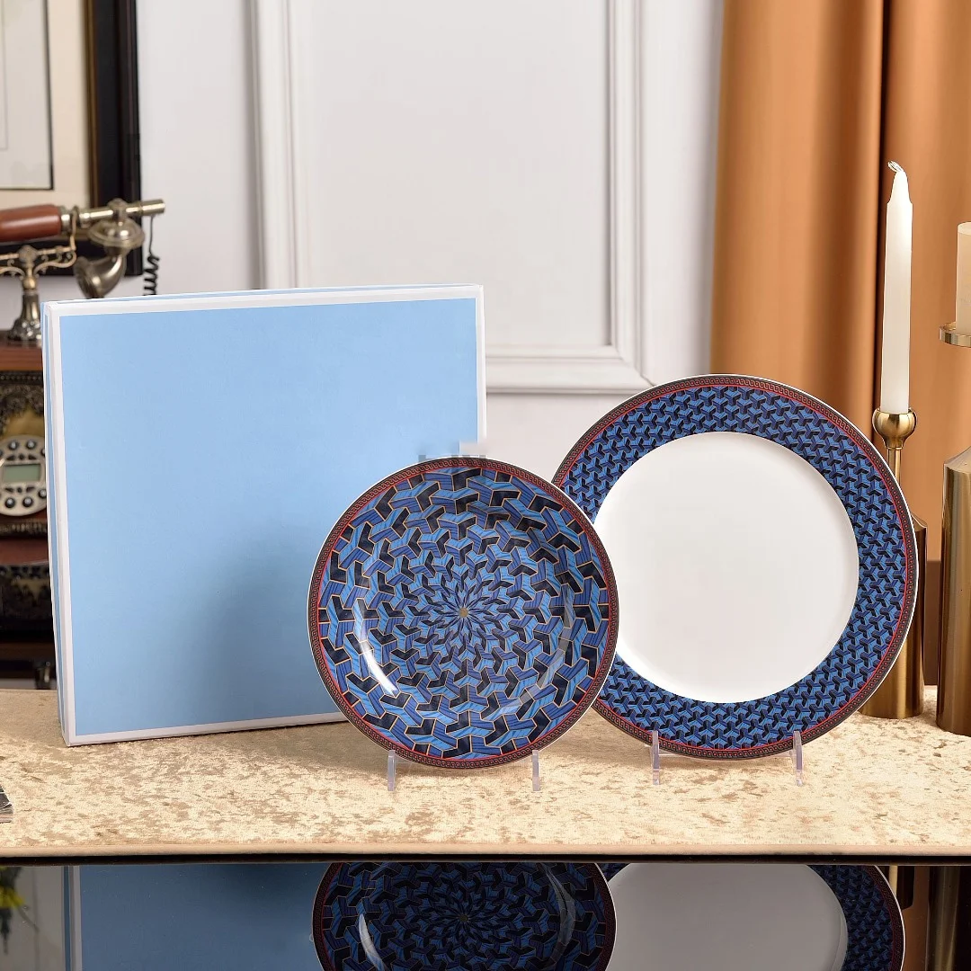 New Product Stereoscopic Pattern Bone China Plate and Home Decoration Porcelain Charger Plate