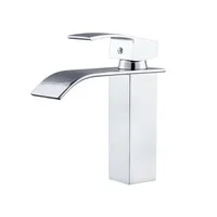 Single handle standing deck mounted hot and cold water bathroom basin mixer taps handwash waterfall basin faucet