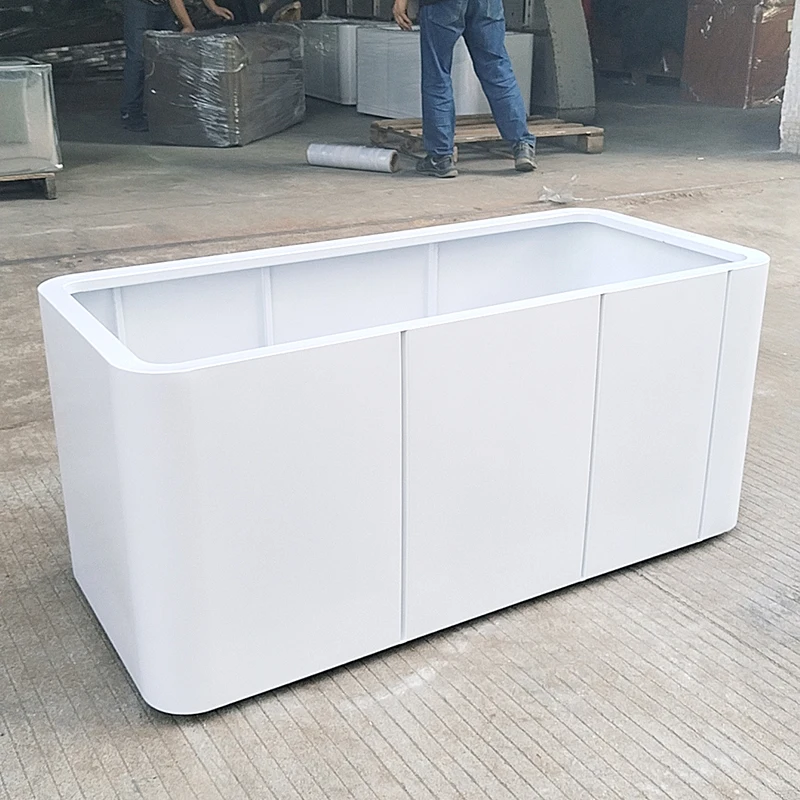 Factory price outdoor planters long large flower pots white metal  galvanized steel planting box for street