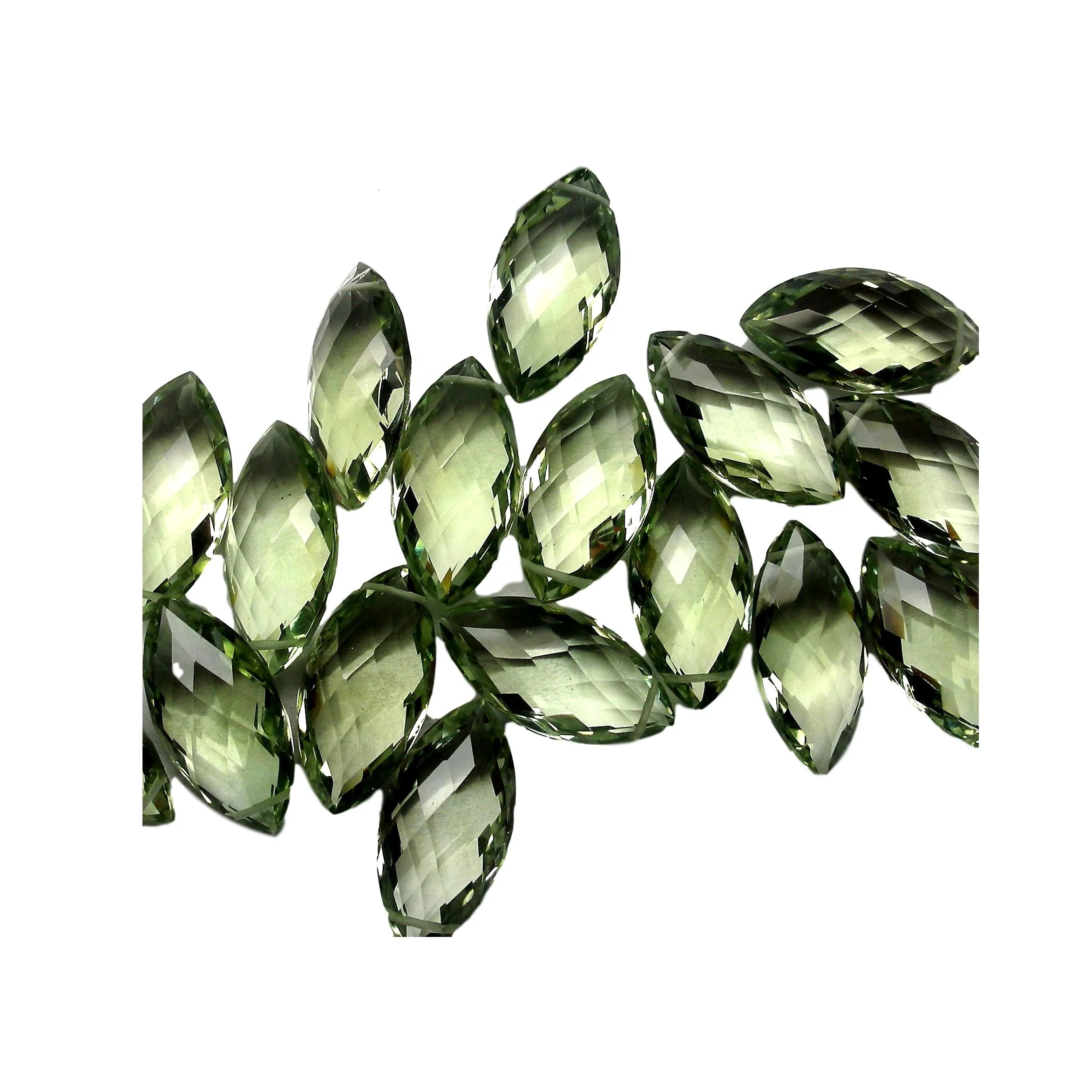Loose Green Amethyst Natural Gemstone Cushion Shape Beads Cut on custom orders and various other shapes and sizes