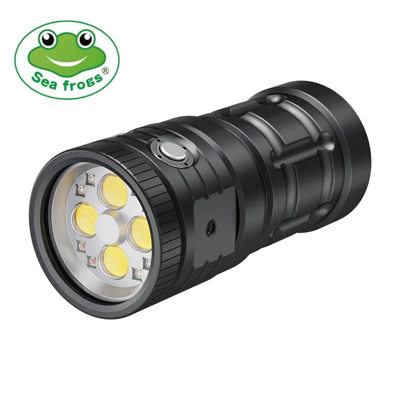 Seafrogs 10000 Lumen Super Bright Diving Light Rechargeable Flashlight 100M Waterproof Video Light with RED UV Light