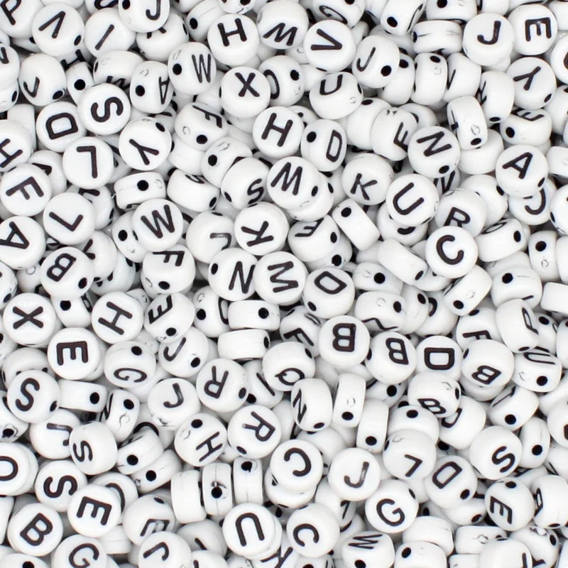 7*4mm Round Flat Plastic Alphabet Number Decorative DIY Multicolor Wholesale Loose Bracelet Jewelry Making Letters Beads