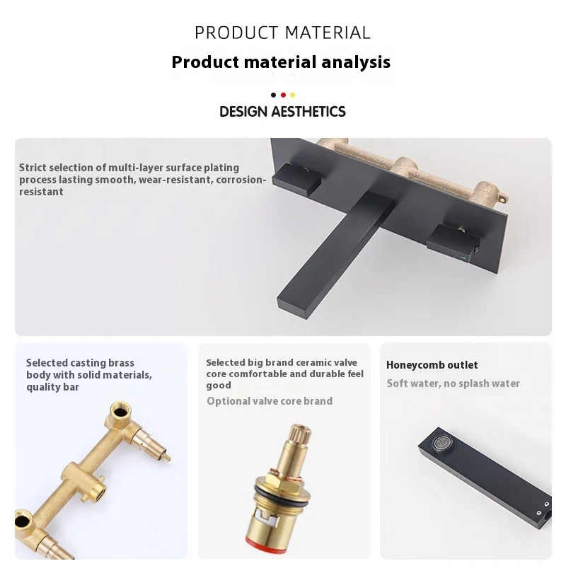 Modern Design Modern Brass Bathroom Faucet Set Wall-Mounted Bathroom Faucet Hot Cold Concealed with Ceramic Cartridge