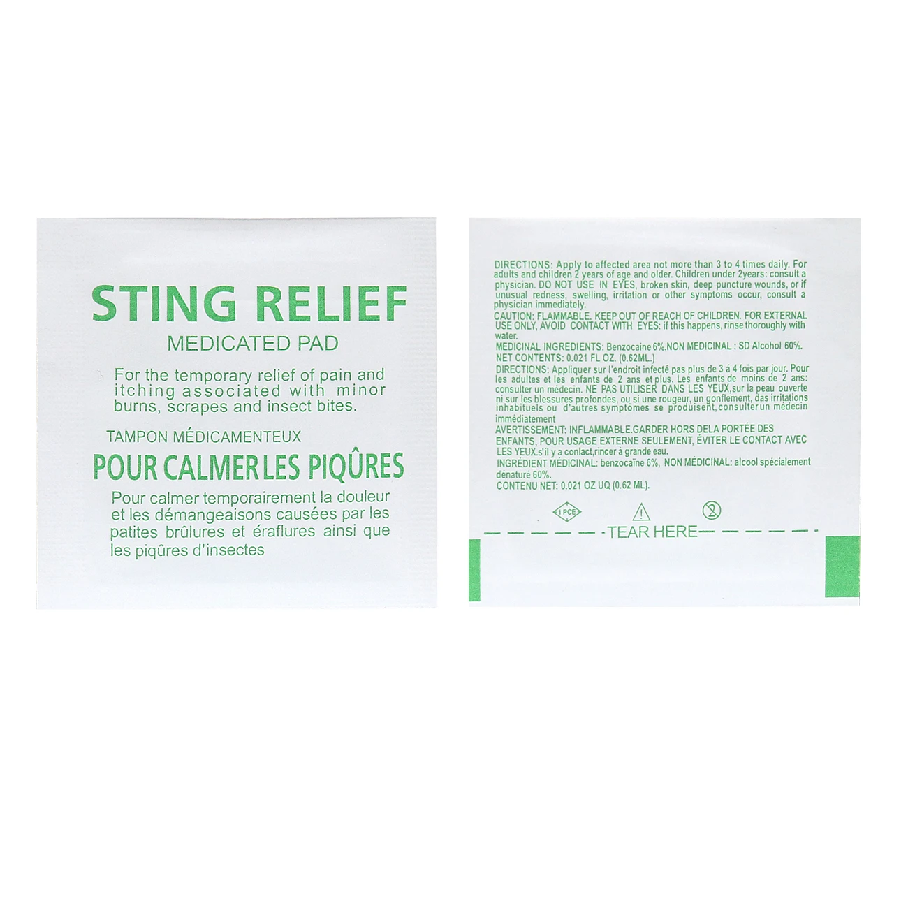 Sting Relief Prep Pad Individually Wrapped Wet Wipes to Cleaning Skin 60*30mm