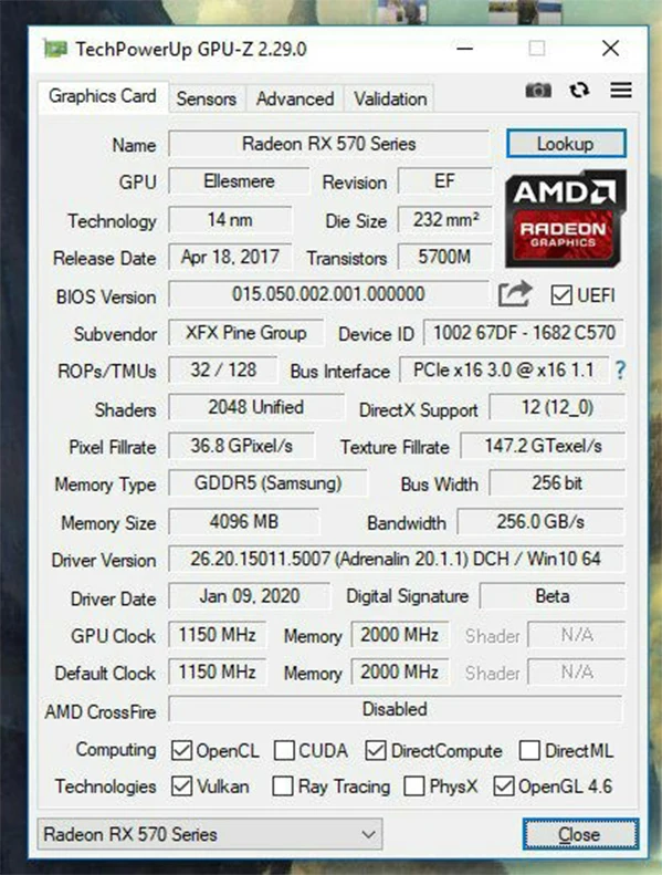  Б/у видеокарта RX570 4g 570 GDDR5 с выходом Dvi Vga для игр и