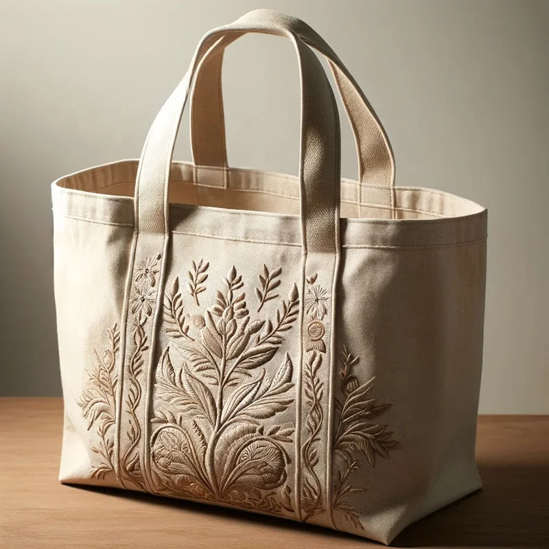 Factory Wholesale Luxury Customize Embroidery High Quality Canvas Tote Bag With Pocket