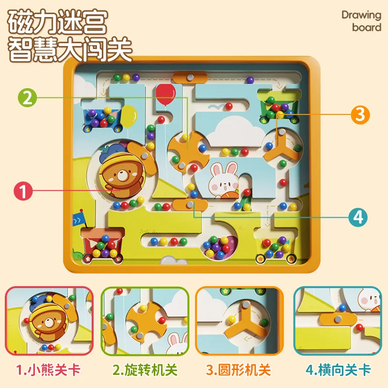 Magnetic Color and Number Maze Toys for 3+ Year Old Kids Magnet Maze Board Game Learning Educational Counting Matc Puzzle Toy