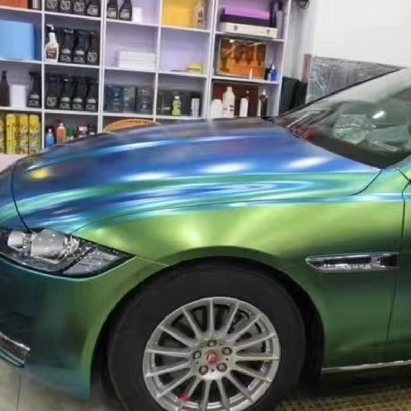 Excellent Material Low Tack Glue 1.52*18m Size Mamba Green Ultra Glossy Crystal Auto Body Wrapping Car Vinyl Sticker