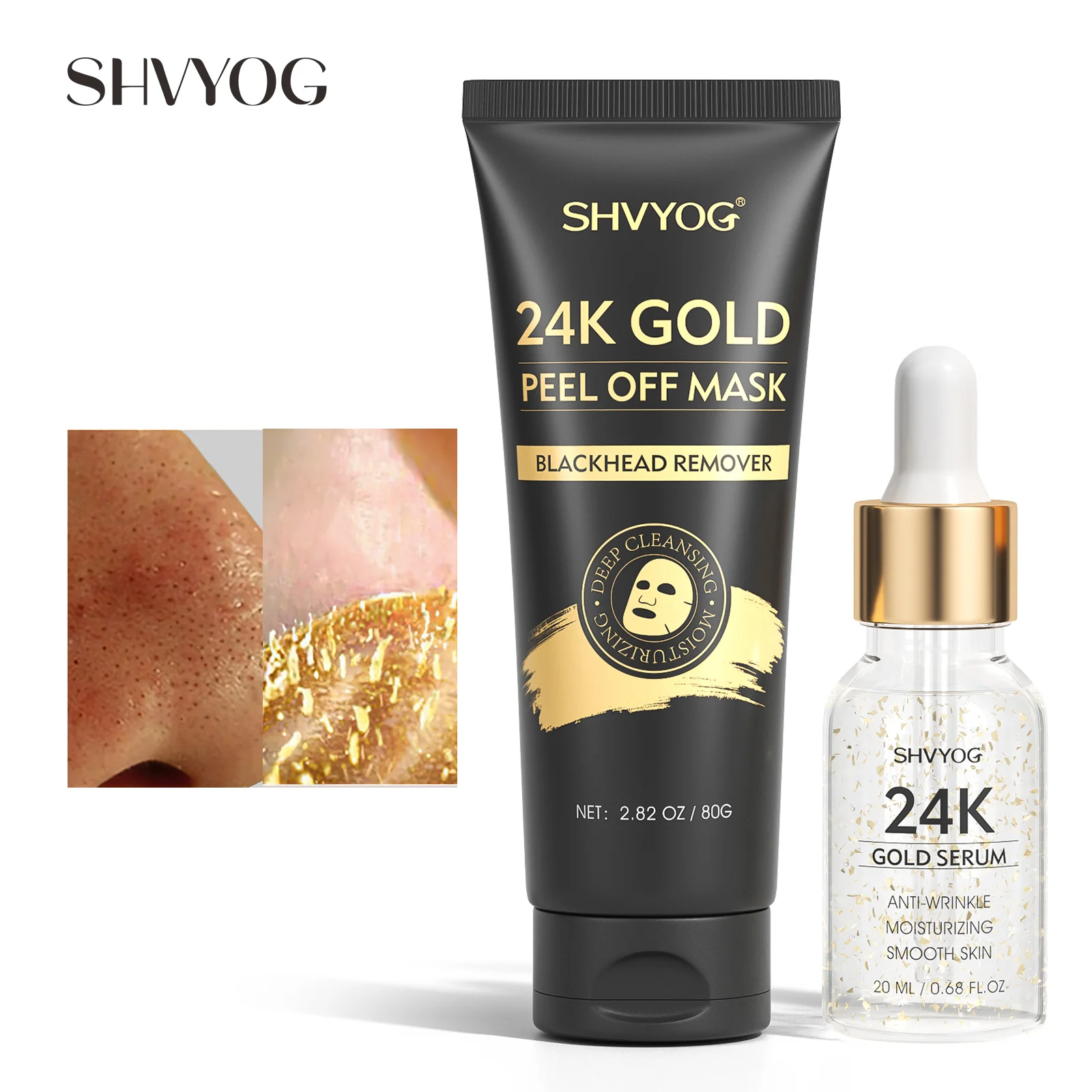 OEM contains golden facial mask deep cleansing care anti aging acne pores clean natural herbal oil facial mask set.