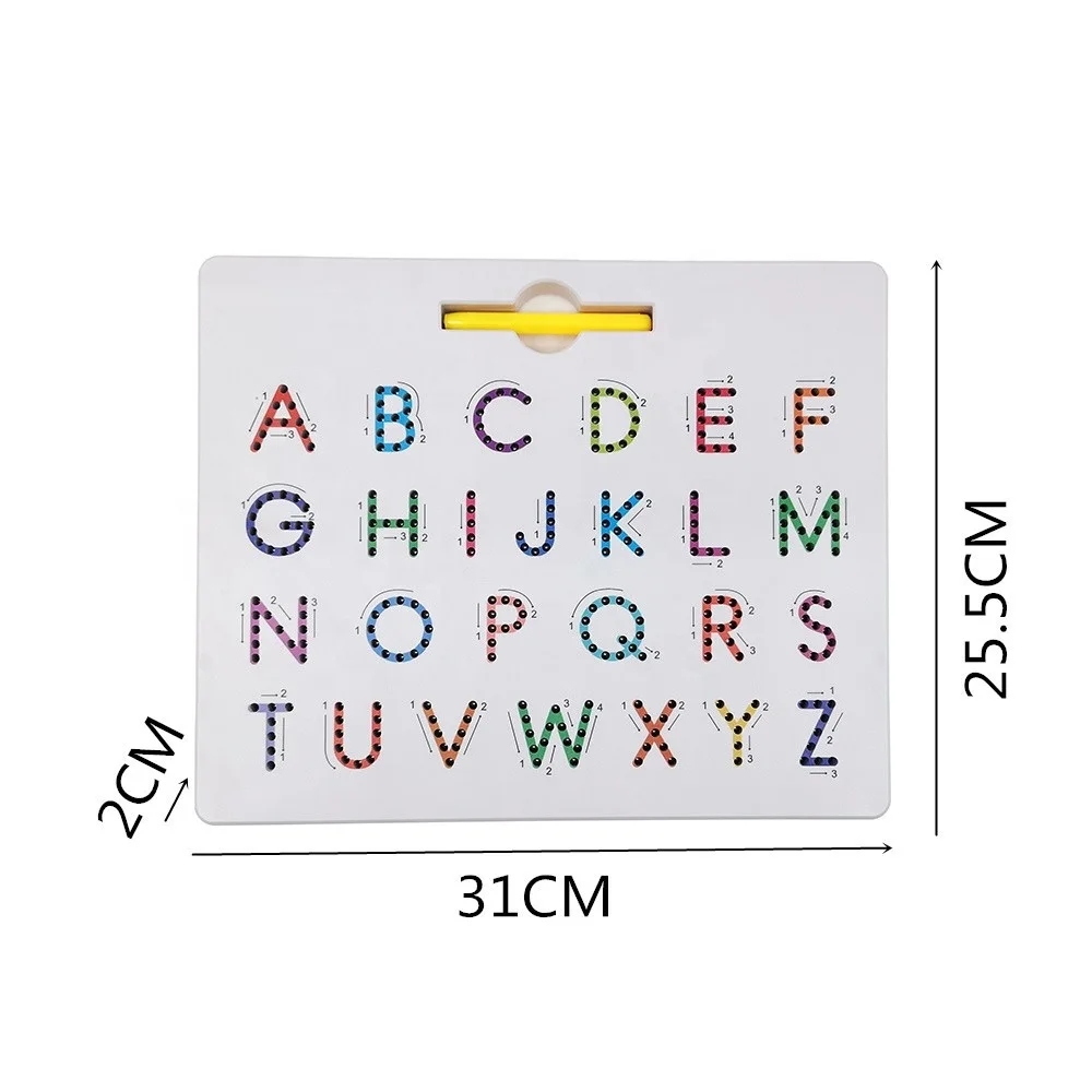 Kids magnetic drawing board Magnetic Double-Sided Tracing Board With Alphabet Letter ABC and Numbers and lowcase abc