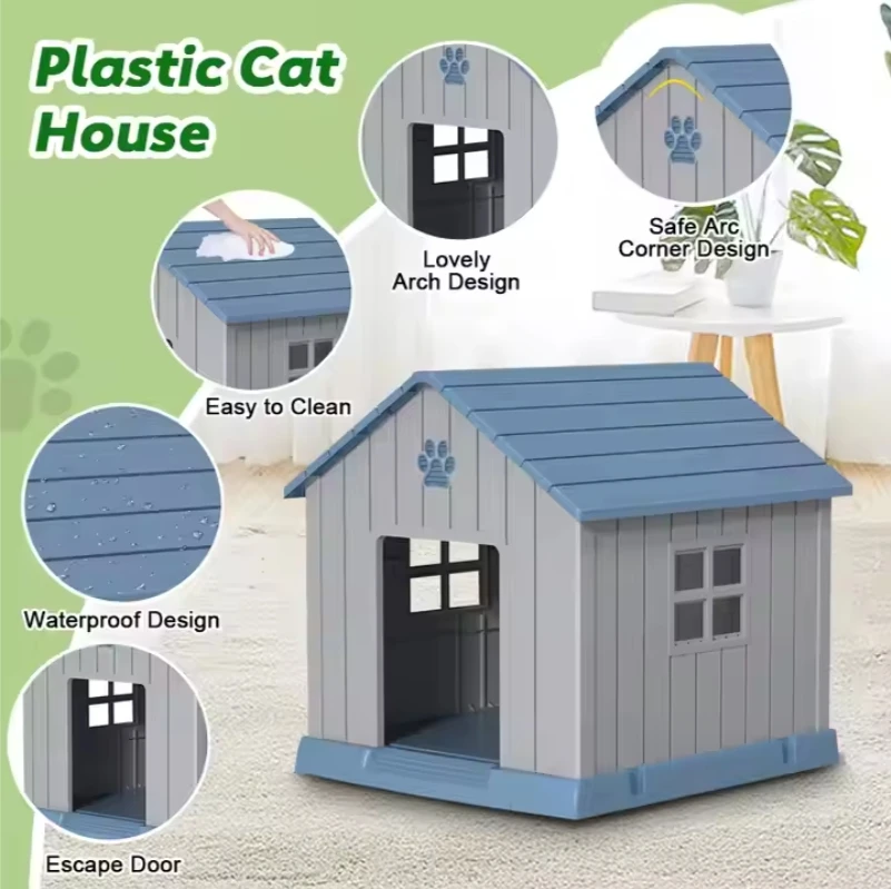 Large pet outdoor plastic house waterproof sturdy dog house