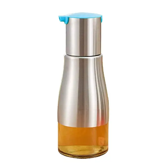 2021 Stainless Steel Olive Oil Bottle Glass Cruet Vinegar Bottle Oil Bottle Leak Proof Oiler Spice Jar