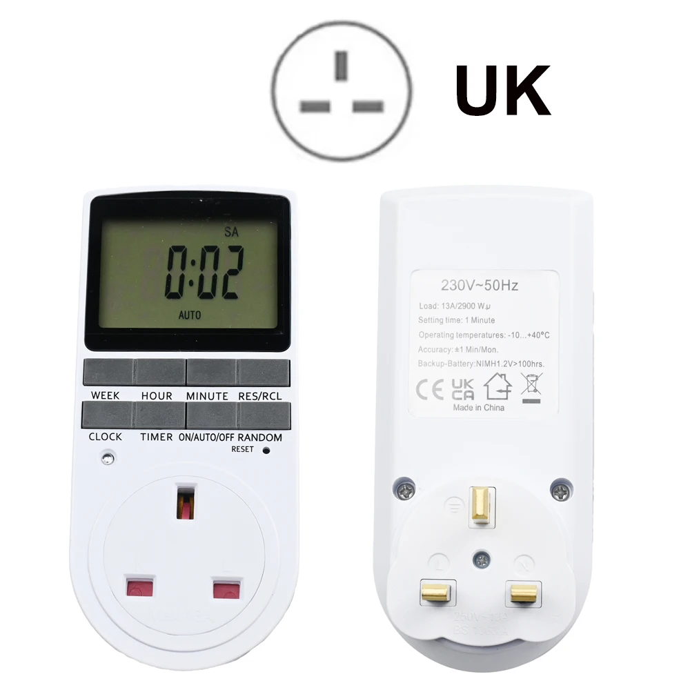 EU Electronic Digital Timer Switch US FR BR Plug Kitchen Timer Socket Outlet 230V 110V 7 Day 12/24 Hour Programmable Timing