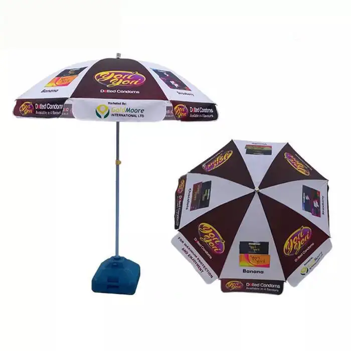 HLY Parasol Garden Sunshade Big Promotional Umbrella with Company Logo Branded Custom Advertising Outdoor Wooden Umbrella