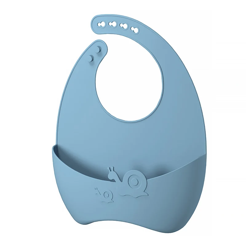 Free Sample Snail Shape Bpa Free Soft Feeding Custom Pacifier Long Sleeved Kids Silicona Waterproof Bib Silicone Baby Bib