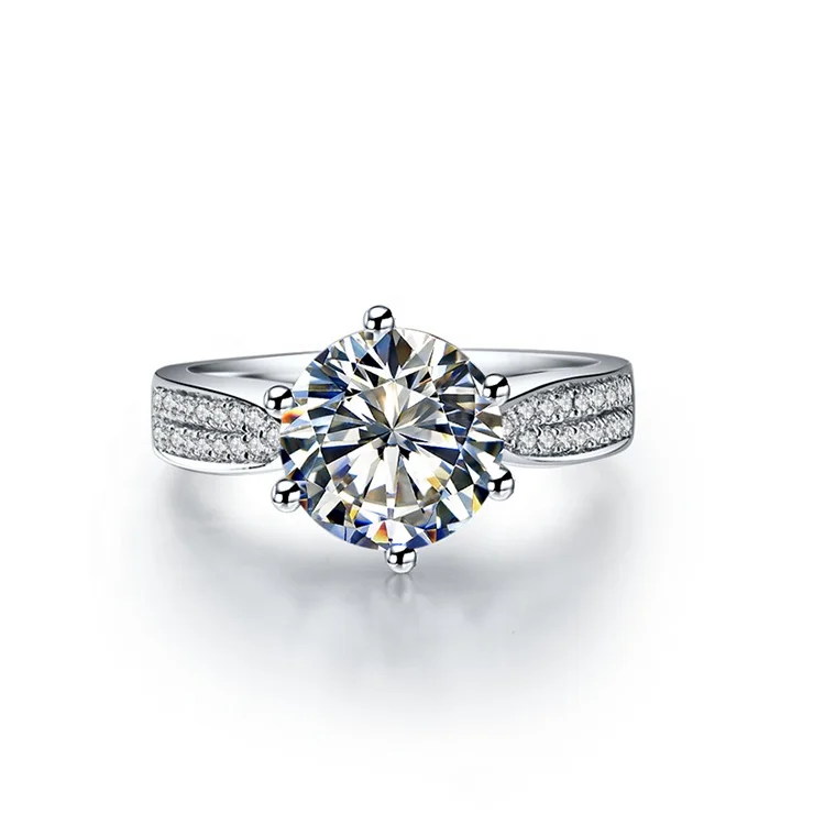 Wholesale Rhodium 925 Sterling Wedding Jewelry Large Stone Silver Solitaire Ring