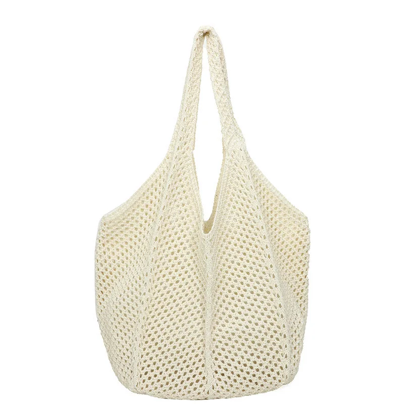 Woven Crochet Knitted Hand Tote Bag Multiple Colors Women Mesh Beach Bags Crochet Knitted Tote Bag