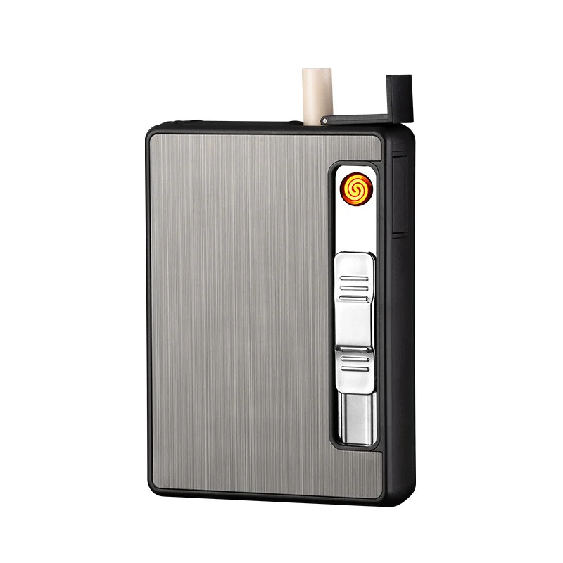 wholesale portable Automatic cigarette flicking tungsten filament ignition USB charging cigarette box with usb lighter