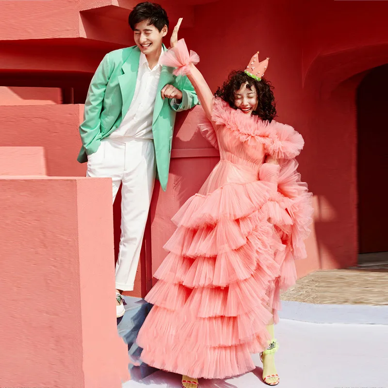 Wholesale drop shipping ready to ship fullfil Pink Party Dress Real Photo Women wedding Dress See Through Prom Evening Dress