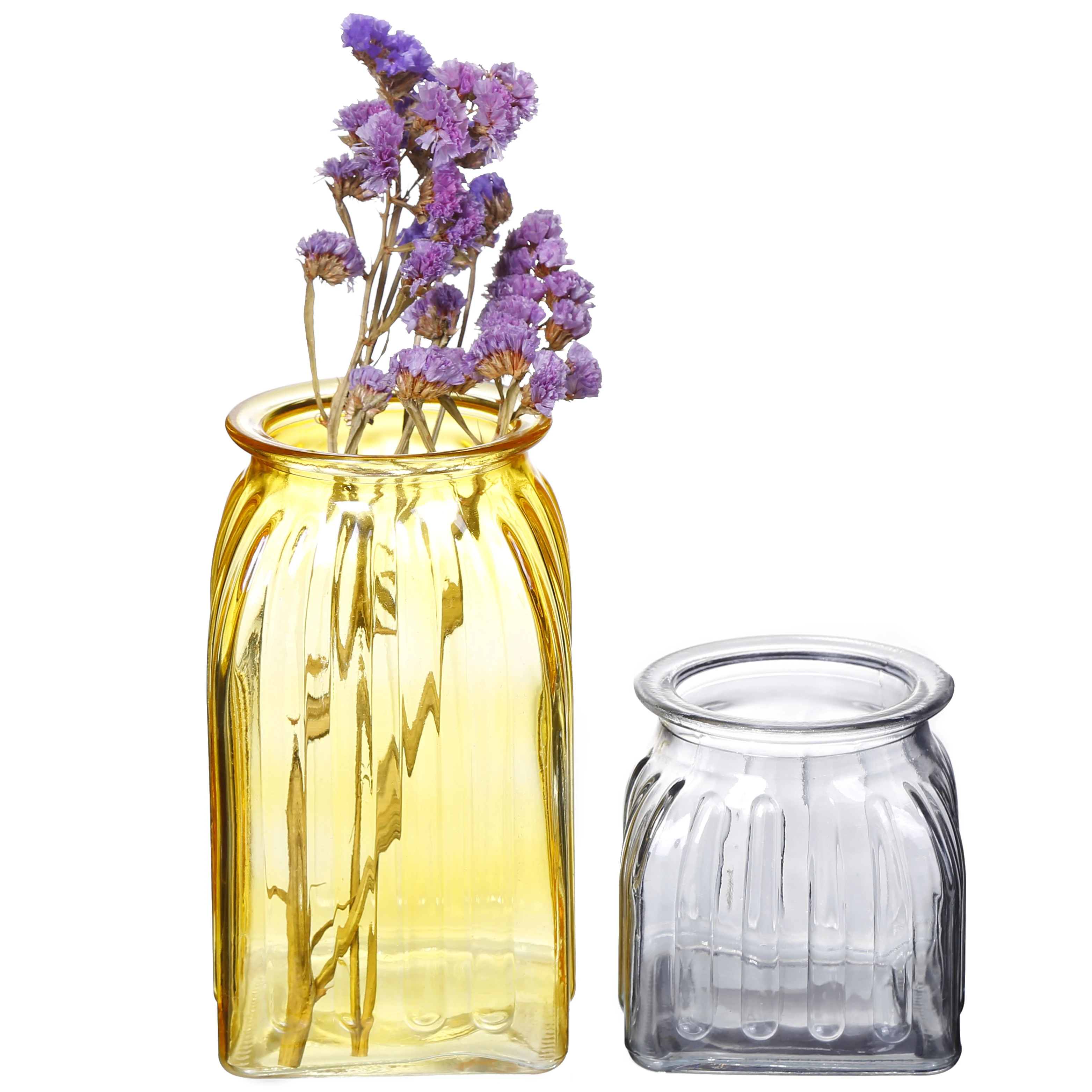 Заводские Горячие продажи синяя розовая фиолетовая полосатая стеклянная ваза для рождественских украшений подарки