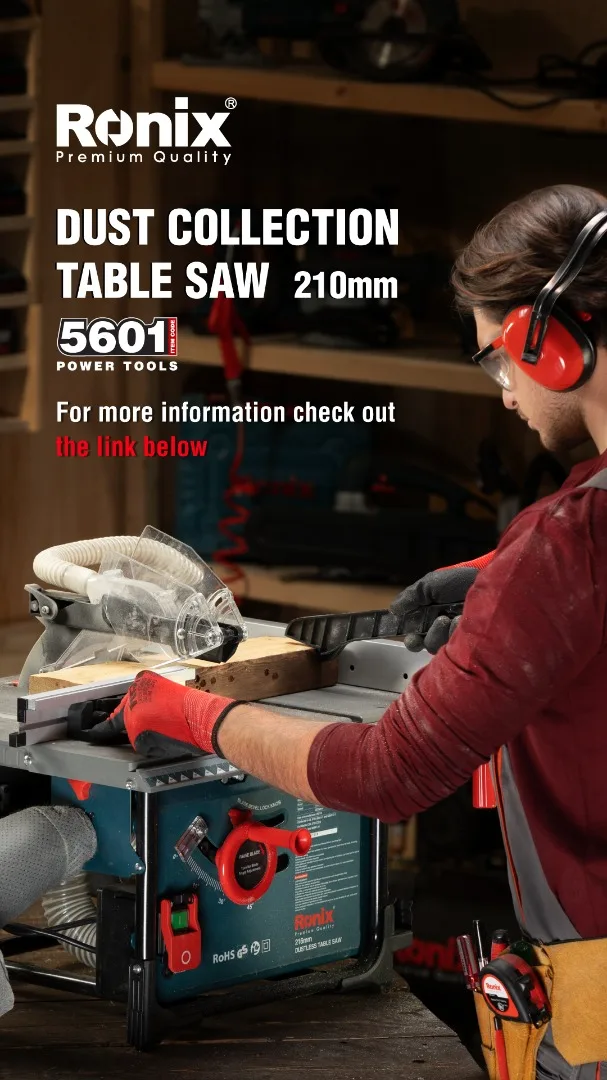 Ronix Model 5601 Woodworking Cutting Saw Tile Cutter Machine 216mm Dust-Collection Table Saw
