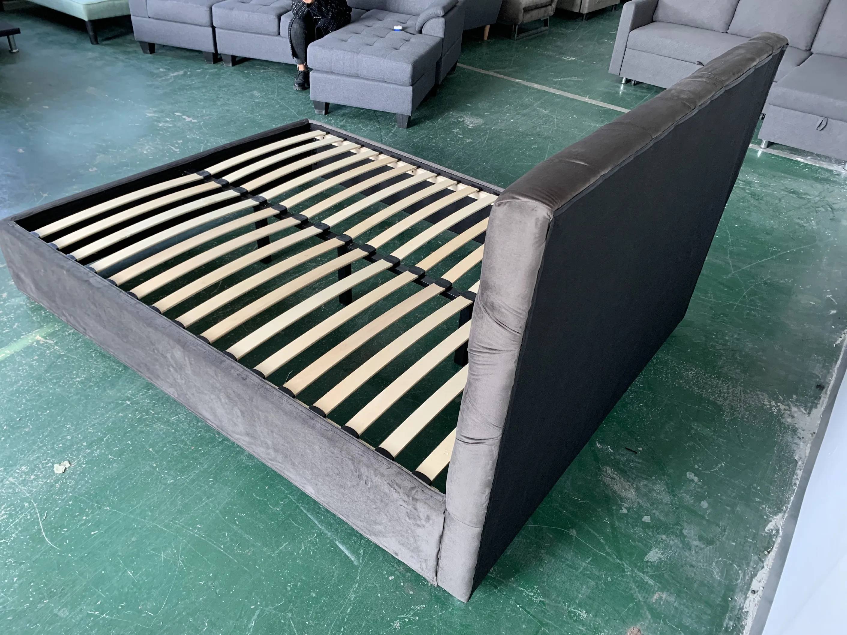 Wooden loft storage bed double frame with gas lift