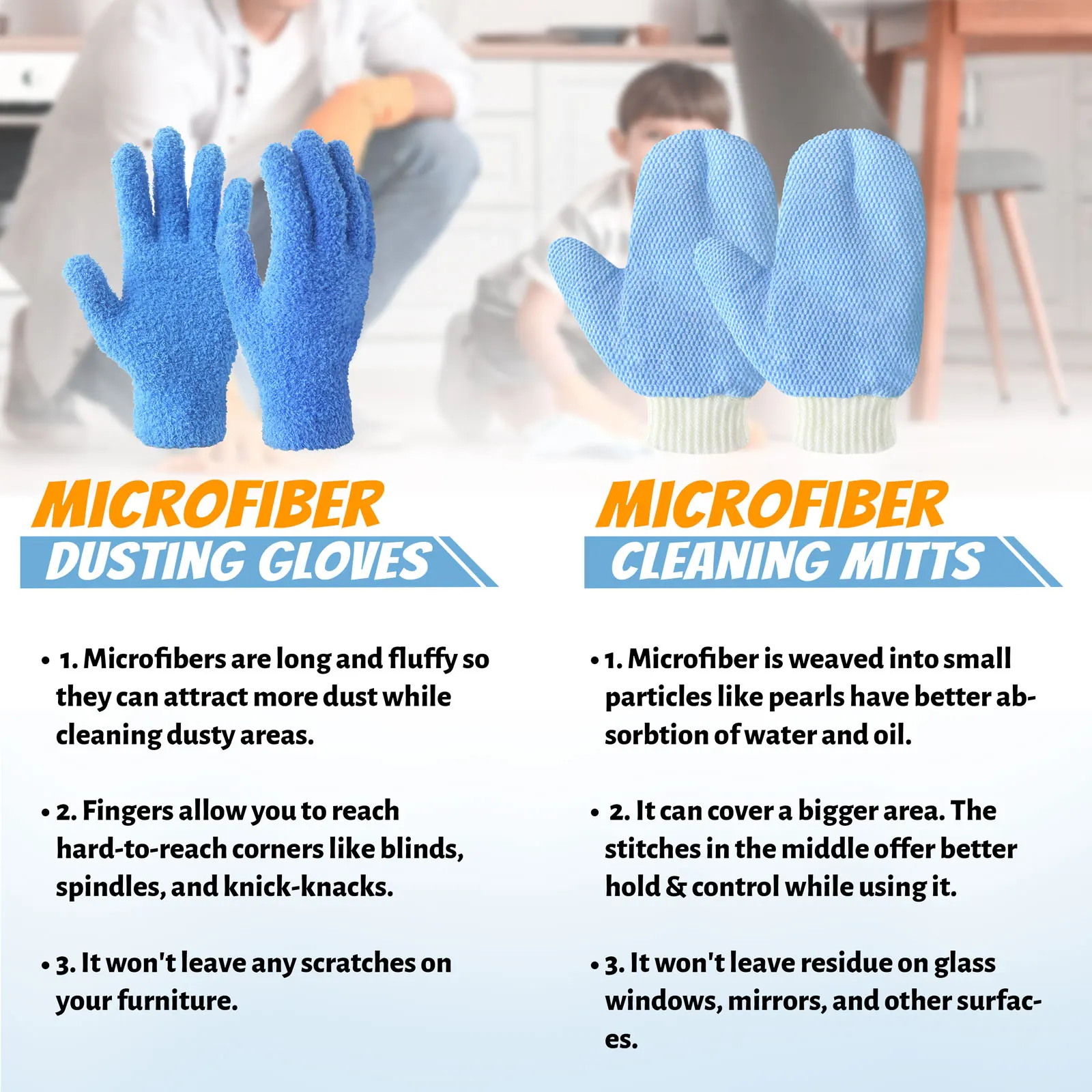 Wholesale Cheap Washable glove Custom Soft Microfiber Car Cleaning Mitten for Cleaning Cars Trucks Mirrors Lamps Bl