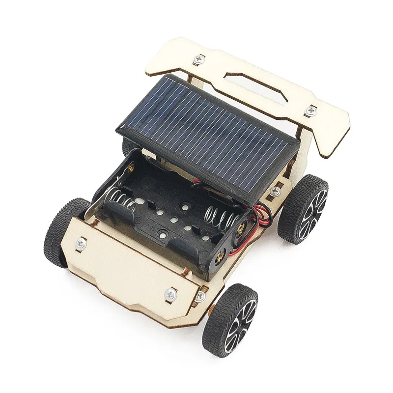 Wholesale Steam Education Science Vehicle Learning Kit Wooden Electric Solar Power Car Assembly Toy for Kids.