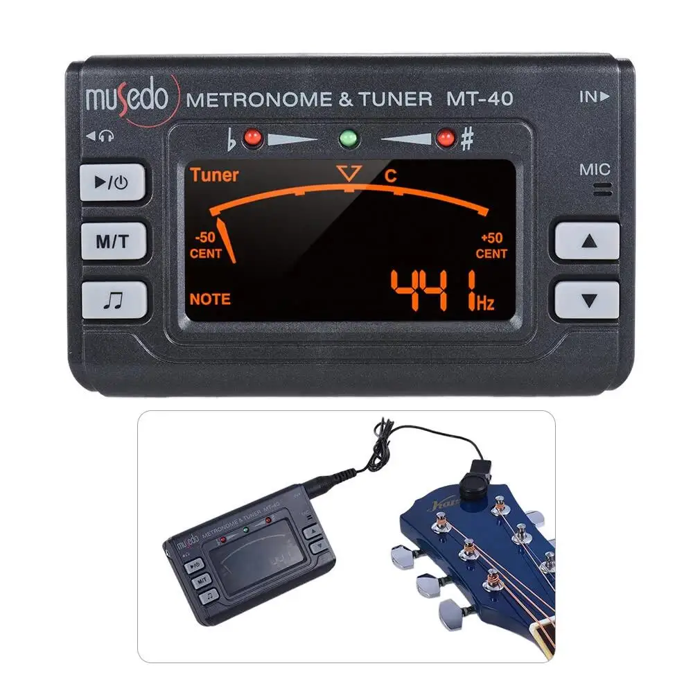 Portable Instrument 3-in-1 Metronome Tuner Tone Generator for Guitar Bass Violin Ukulele Chromatic Clear LCD Display