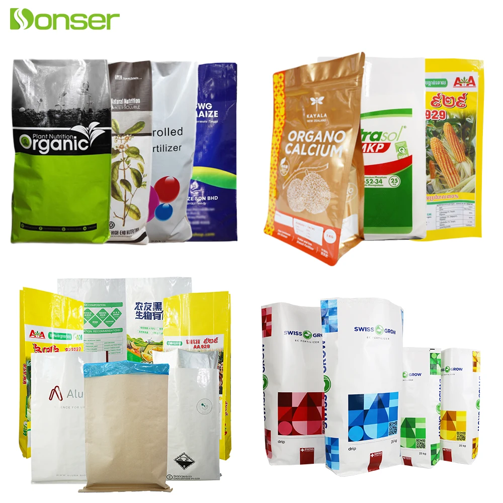 Custom Fertilizer Bag 25kg Donser Factory Direct Sale Moisture Proof PP Woven Bag Soil Compost Packing Plastic Bag with PE Liner