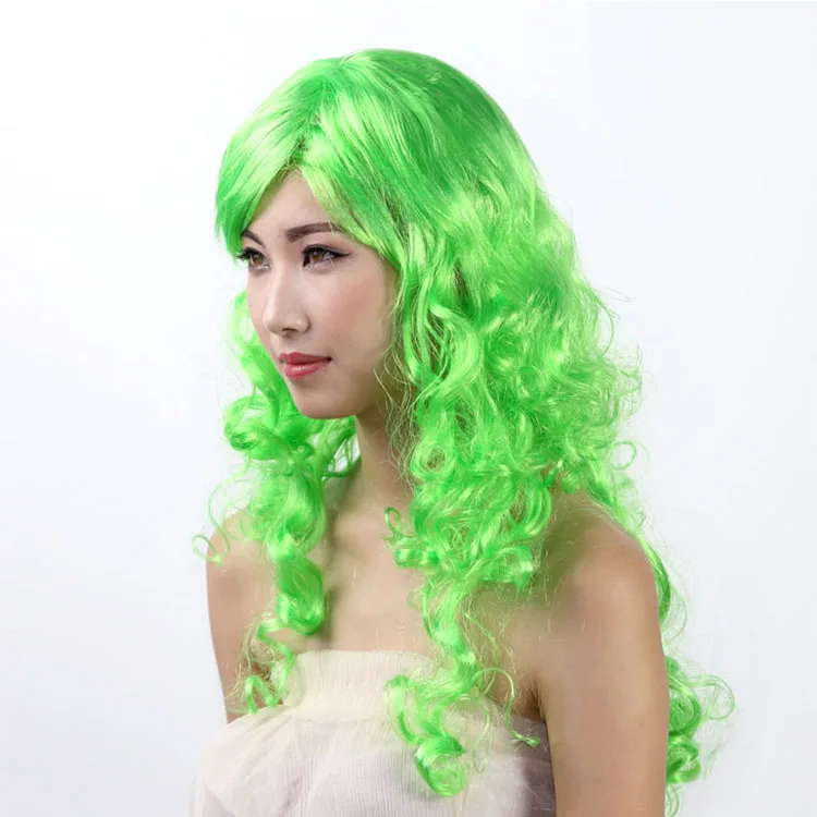 Cheap Colorful Synthetic Curly Wig 24IN Halloween Cosplay Hair for Girl Costume Party Wigs
