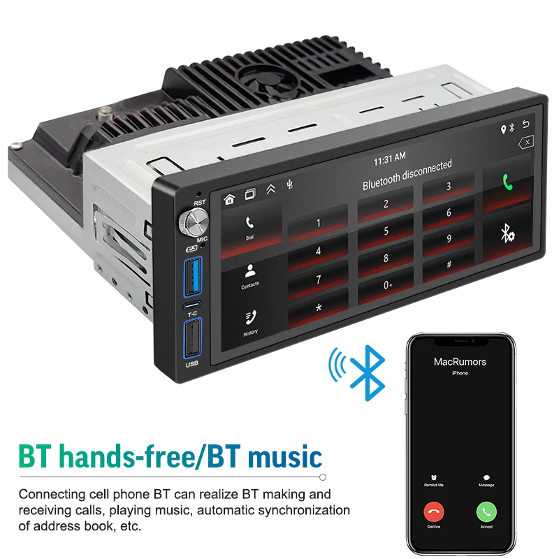 cheap android car player 6.86inch single din wireless carplay portable car media player